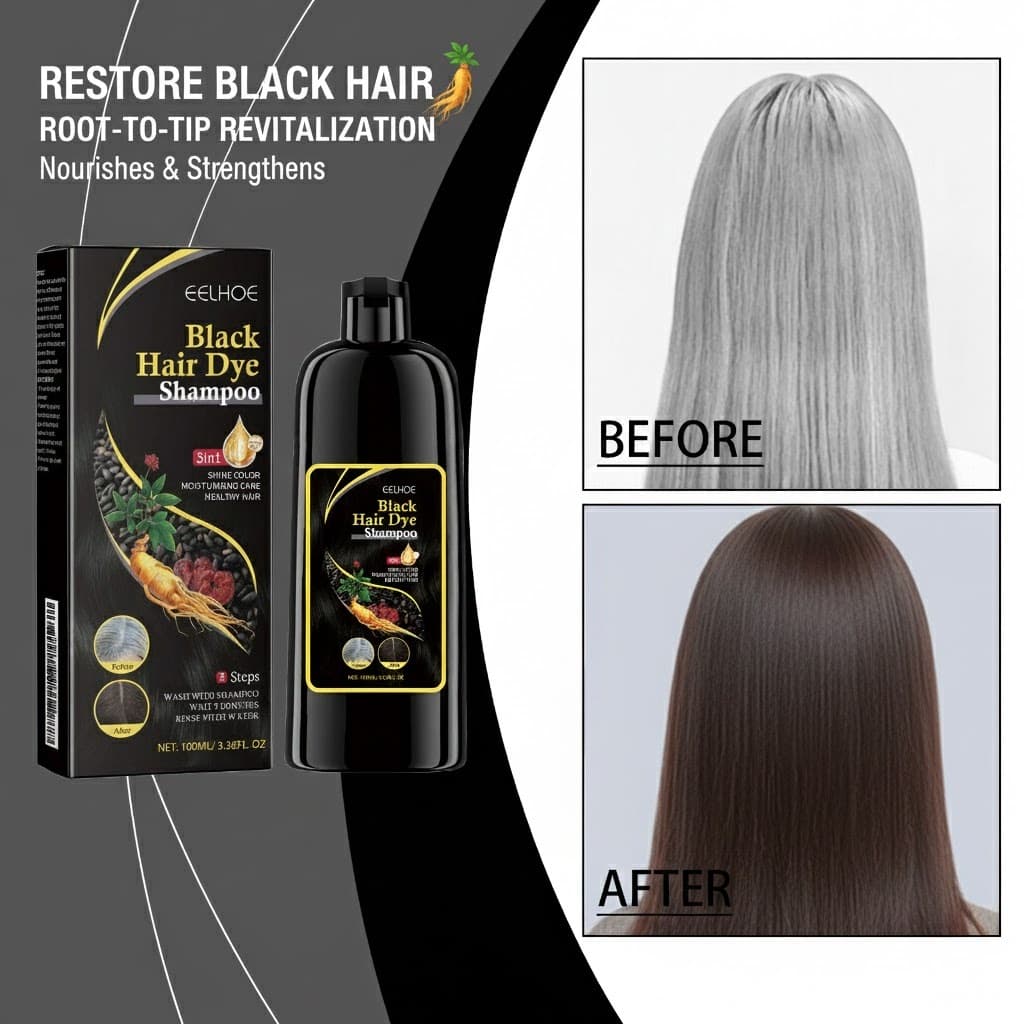 Shampoo Escurecedor de Cabelos com Extrato de He Shou Wu - Hidratação Profunda, Reparador 100ml