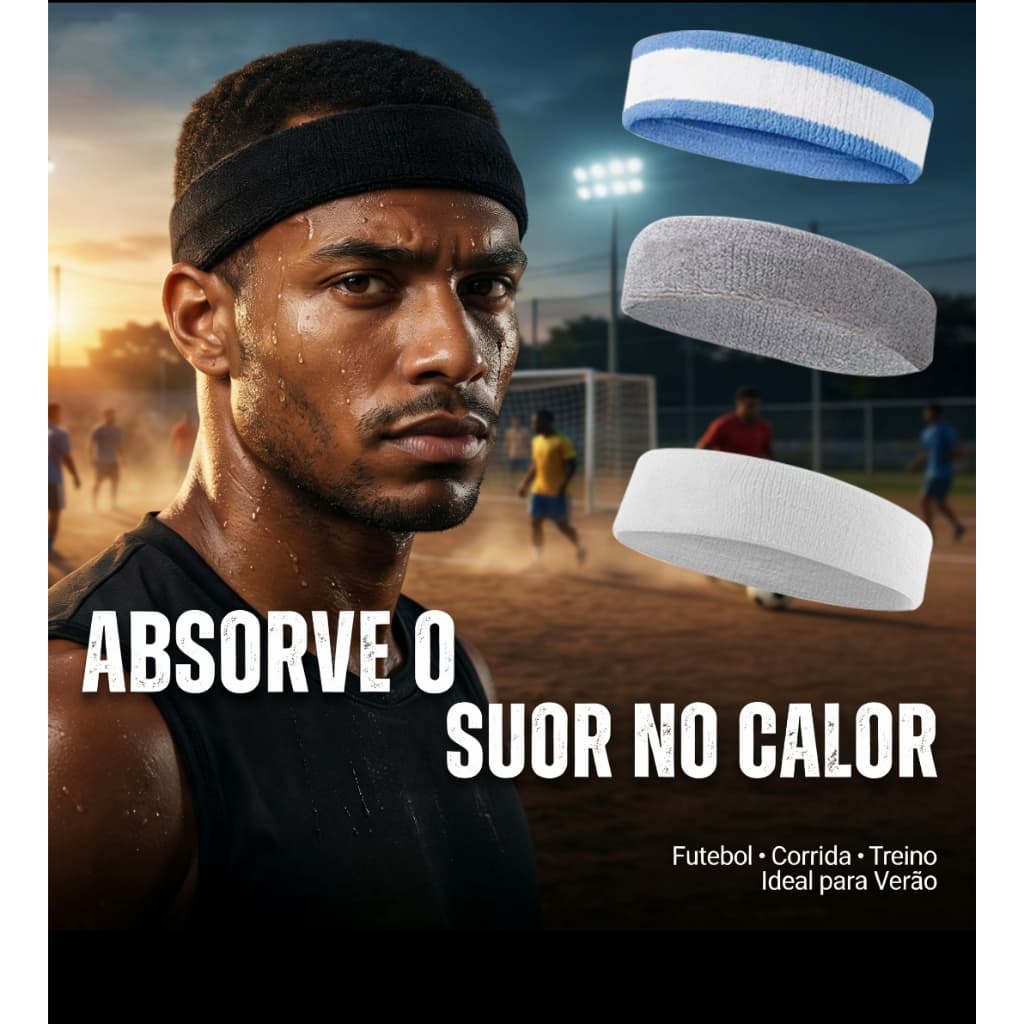 Símbolo de bordado Faixa de Suor Esportiva | Futebol, Corrida e Treino | Absorvente