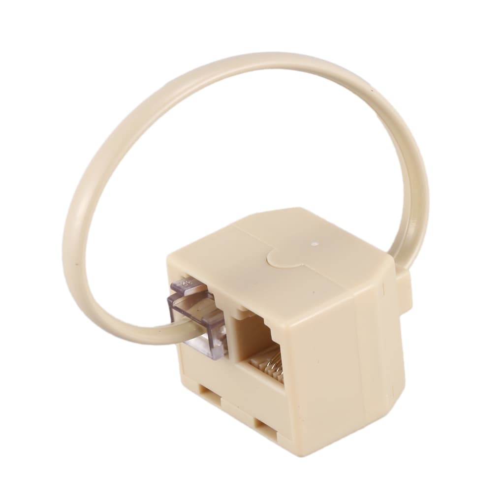 RJ11 6P4C Adaptador Divisor De Linha De Tomada De Telefone De 2 Vias Bege