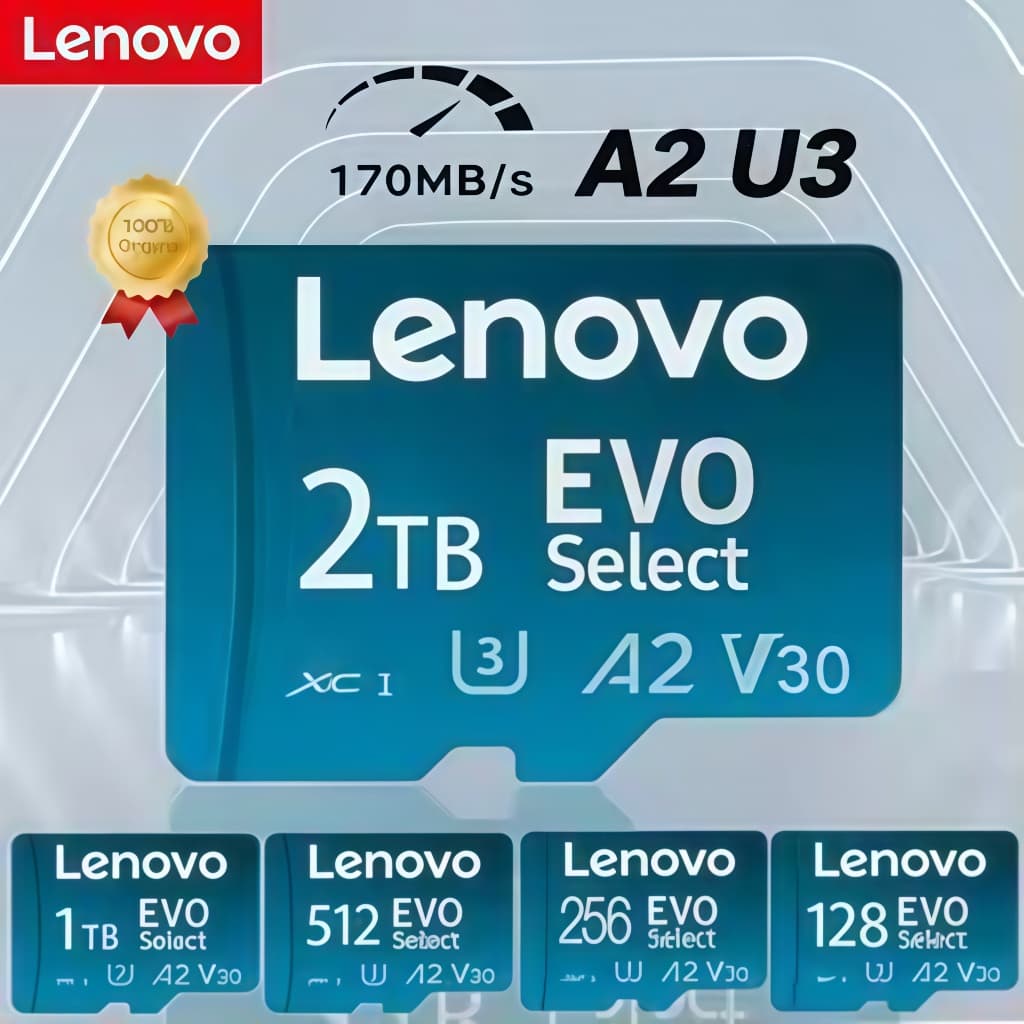 Lenovo 2TB Micro TF SD 512GB 1TB Cartão De Memória 256GB 128GB A2 U3 Otimizado Para Steam Deck/ROG Aliado Jogos 170 Mb/s