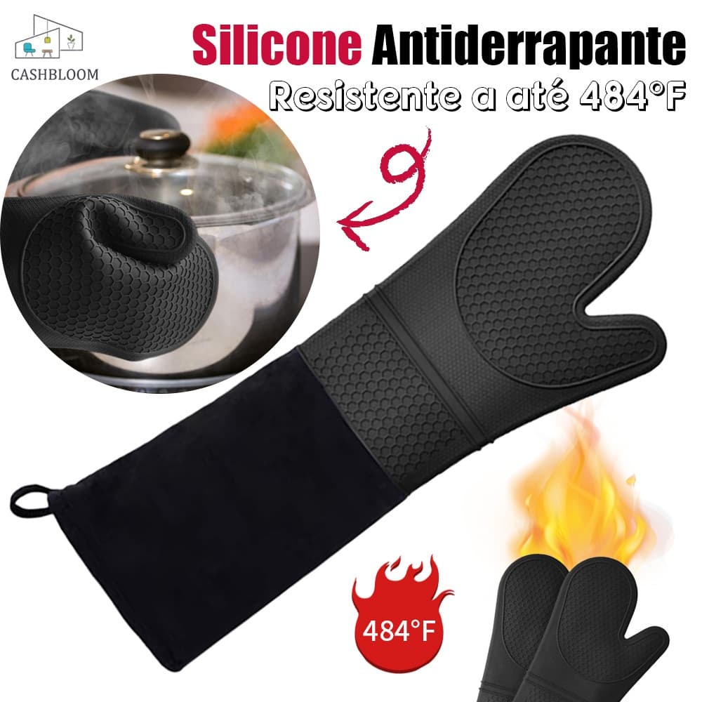 Luva Cozinha Térmica Forno Fogão 50cm Industrial Alta Temperatura Profissional Silicone Algodão