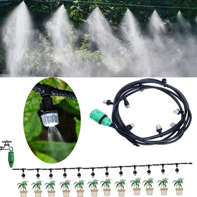 Kit De Irrigação Mangueira 10 Metros Para Jardim Aspersão Automático Com Gotejador Ajustável