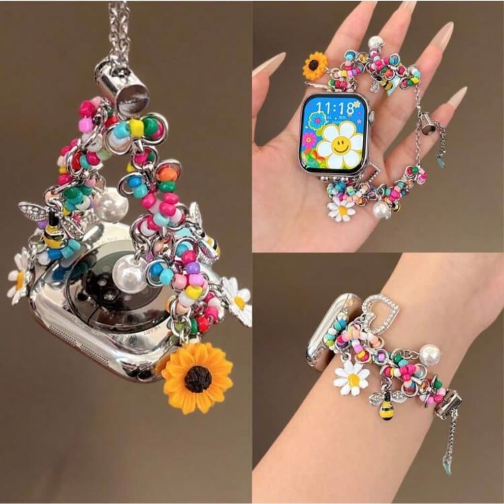 Flor Bonito Pulseira Para Apple Watch correa Link Banda Feminina Série 11/10/9/8/7/6/5/4/3/2/1 SE 38mm 40mm 41mm 42mm 44