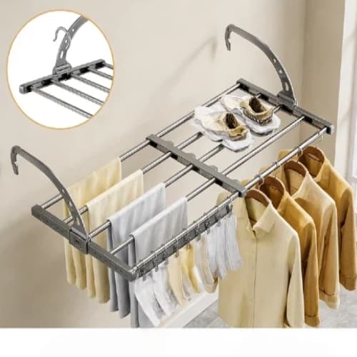 Secador De Roupas Retrátil De Parede De Janela Portátil Para Apartamento-55x32CM