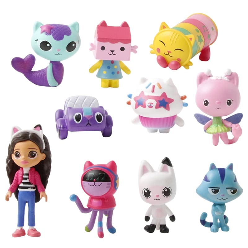 10 Pçs/Set 3-7cm Dos Desenhos Animados Gabby's Dollhouse Anime Gabby Girl Cakey Cat Mer Travesseiro Gato Pandy Patas Rat