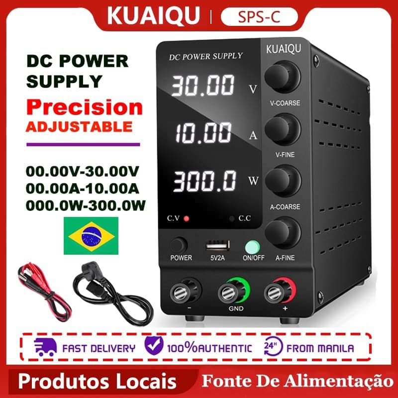 Fonte de alimentação de laboratório KUAIQU DC 30V 60V 120V Regulador de tensão ajustável Banco Fonte de alimentação de