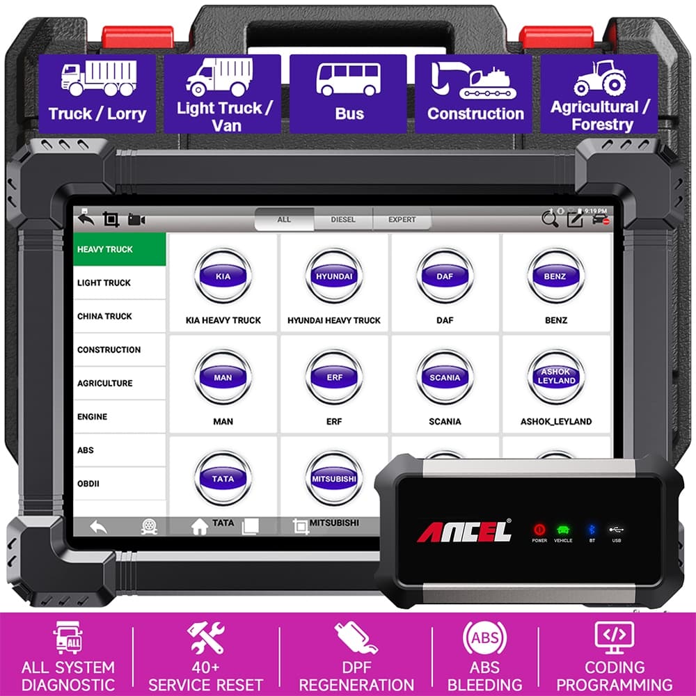 Scanner de Caminhão Ferramenta de Diagnóstico de Sistema Completo 40 redefinir ANCEL X7HD