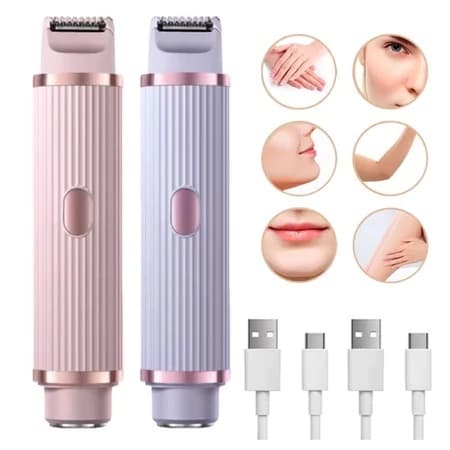 Depilador Elétrico Feminino Recarregável Removedor De Pêlos Navalha Dupla