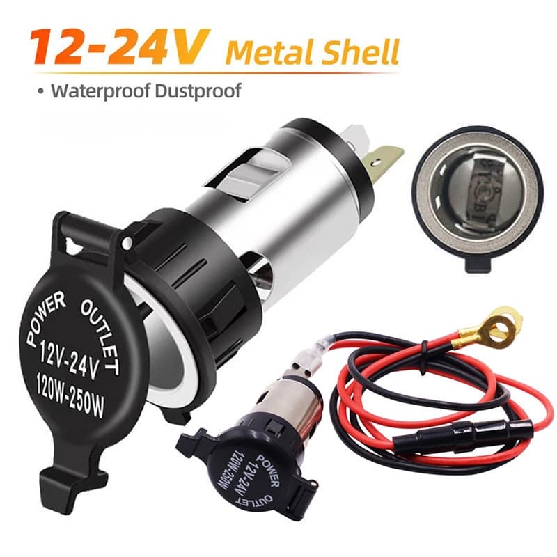 120W-250W 12-24V Universal À Prova Dwaterproof Água Carregador De Carro Adaptador Tomada Energia Motocicleta Caminhão