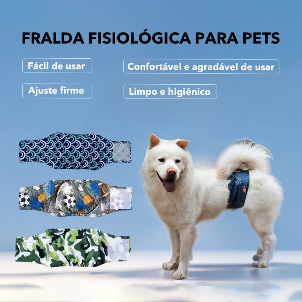 Fralda Reutilizável para Cachorro Macho, Lavável e Ecológica, Conforto e Proteção para Pets