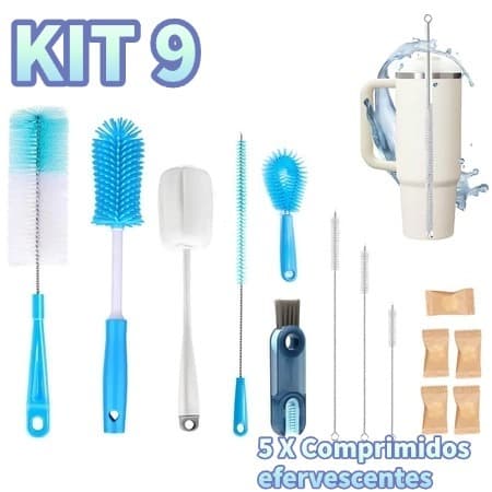 Conjunto De 9 Escovas De Limpeza Multiuso Com Cabo Longo, Escova De Canudo, Escova De Limpeza De Copos