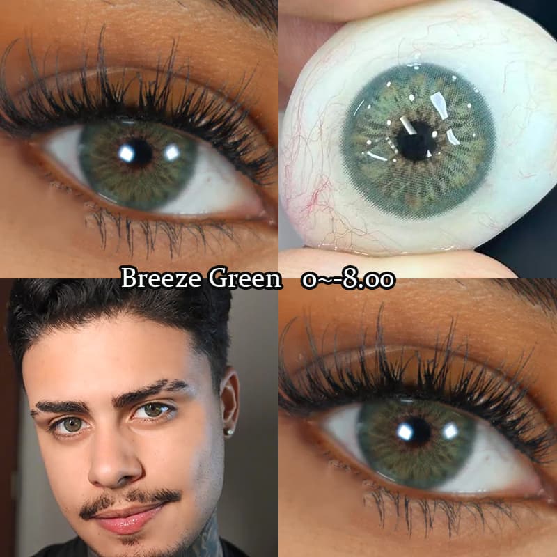 【Breeze Grey】Lentes De Contato 14.2 Mm 0 ~-8.00 Coloridas Para Miopia Cosméticos Os Olhos Iris Urbenlayer
