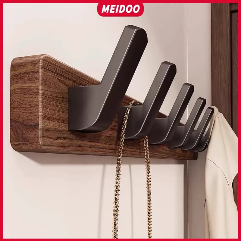 MEIDOO Ganchos e cabides de madeira de nogueira, alta capacidade de carga, sem necessidade de furar