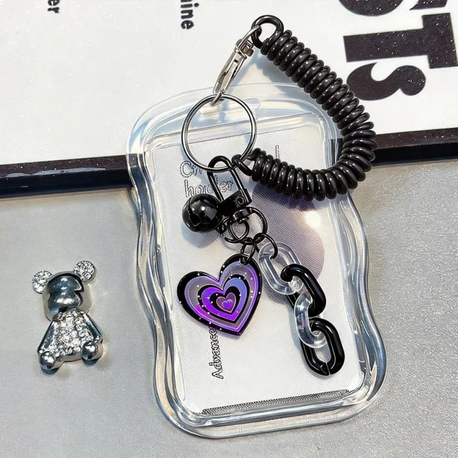 Criativo Photocard Titular Chaveiro Kpop Foto Do Cartão Estrela Onda Porta-Cartões De Ônibus Transparente