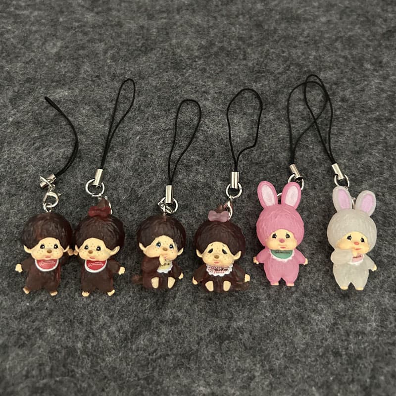 6 Unidades Nova Bandai Original Monchhichi Gashapon-Pingente De Chaveiro Guarda-Chuva | De Anime Fofo , Mini Figura Para