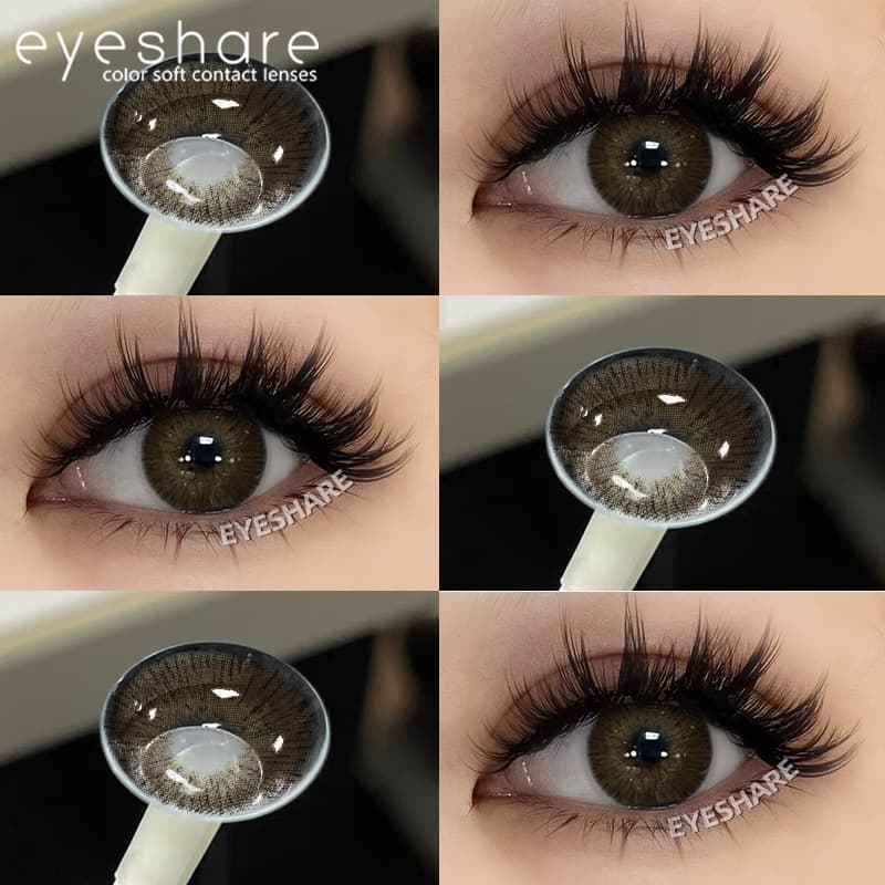 Eyeshare 1 Par De Lentes De Contato De Chocolate Cinza Azul Lente De Olhos Naturais Uso Anual Colorida Com Estojo