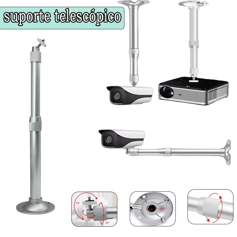 Suporte Metálico Ajustável para Projetor (30cm-60cm)–Modelo Universal para Montagem em Teto, Parede e Superfície Plana