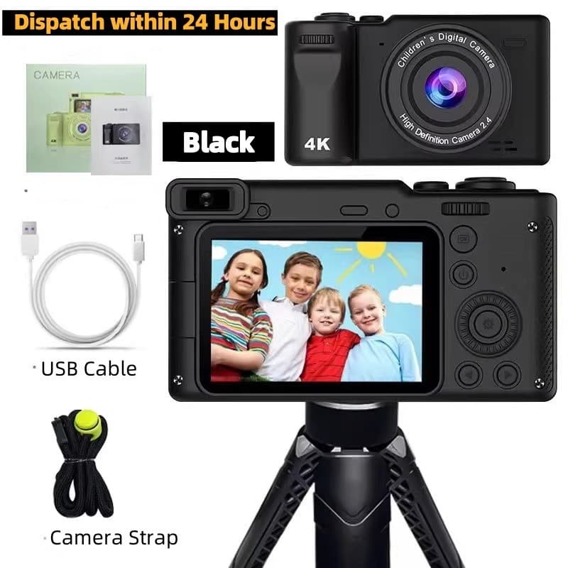 Câmera Digital automática portátil 4k com câmera frontal pode exportar fotos