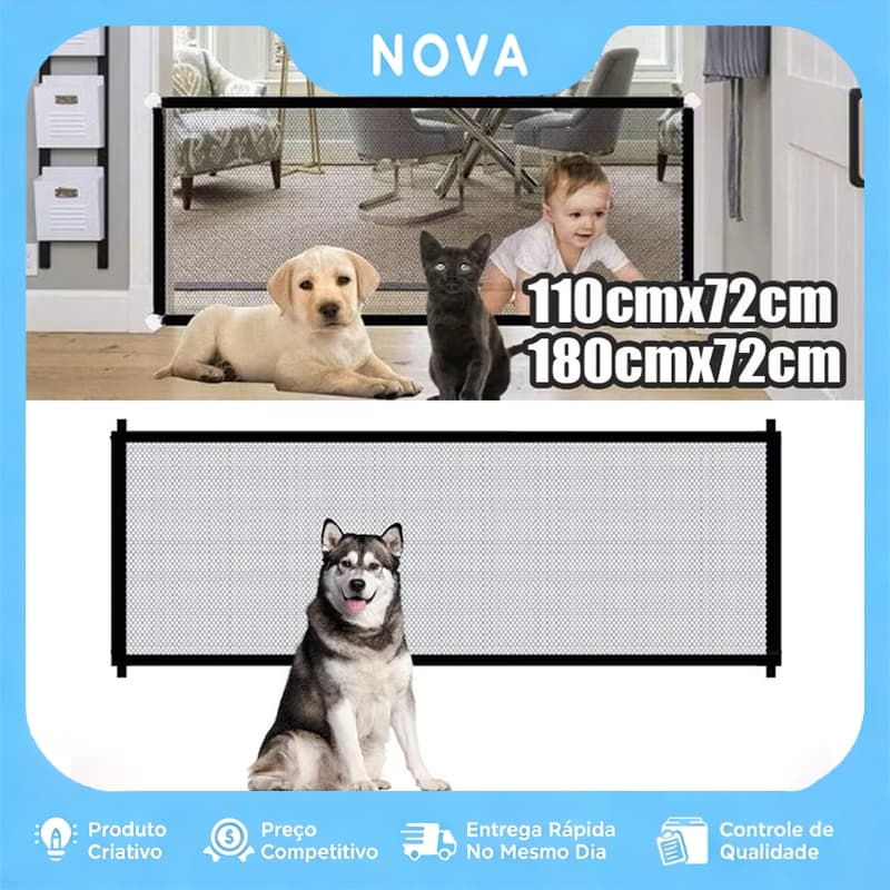 Grade Divisória para Pets Universal Cães Gatos com Ganchos Instalação sem Furos e Removível 180*72CM