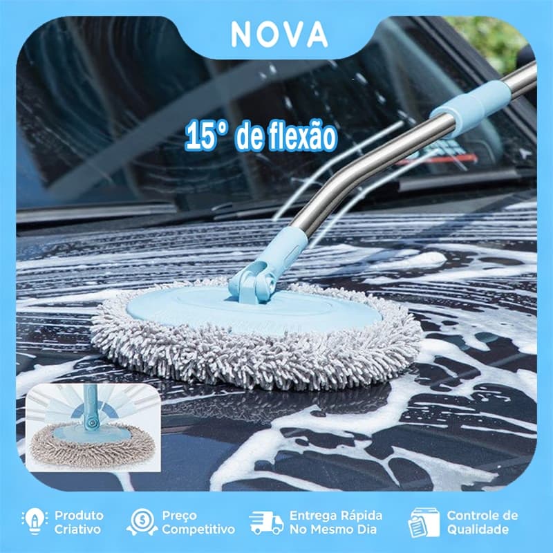 Esfregão para Lavagem de Carros com Barra Curva retrátil, alargado e ampliado
