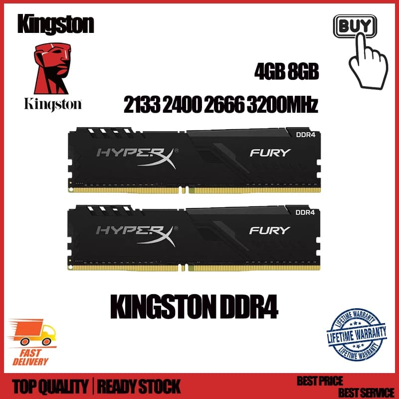 Kingston HyperX FURY RAM DDR4 4 Gb 8 2133/2400/2666/3200 Mhz PC4 PC Desktop DIMM Memória De 288 Pinos