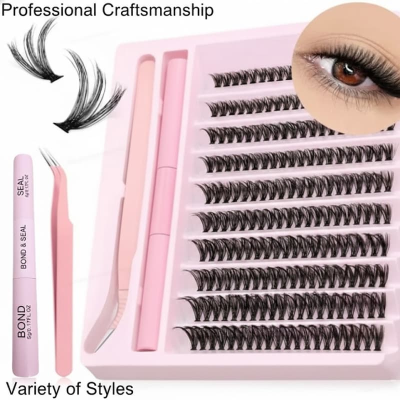 200 Peças Kit De Cluster De Cílios Postiços De Vison Falso C Onda Comprimento Misto Festa De Natal