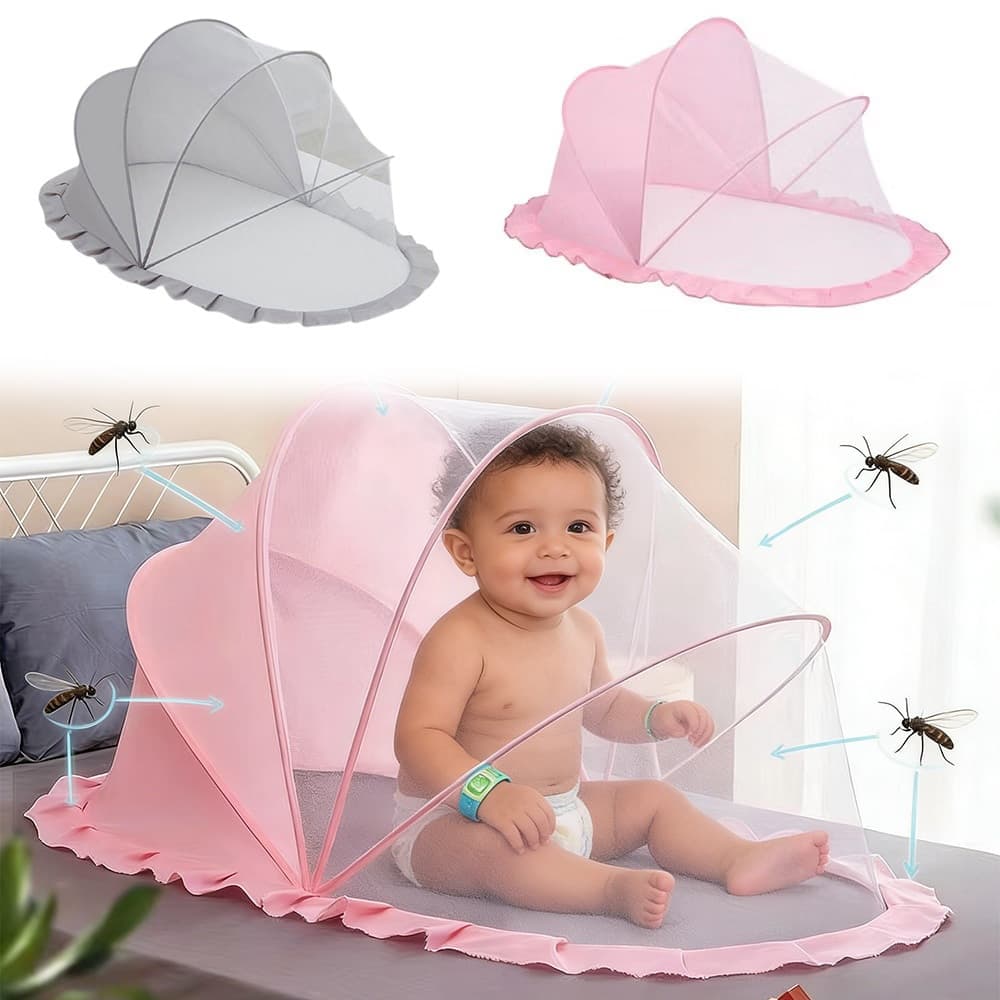 Rede Mosquiteira Infantil Dobrável Portátil 125x65x65cm Para Berço E Cama