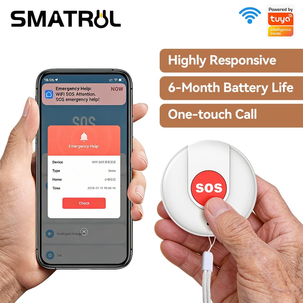 SMATRUL Tuya WiFi Smart SOS Call Button Wireless Caregiver Pager Transmissor De Alerta De Telefone Botão De Chamada De E