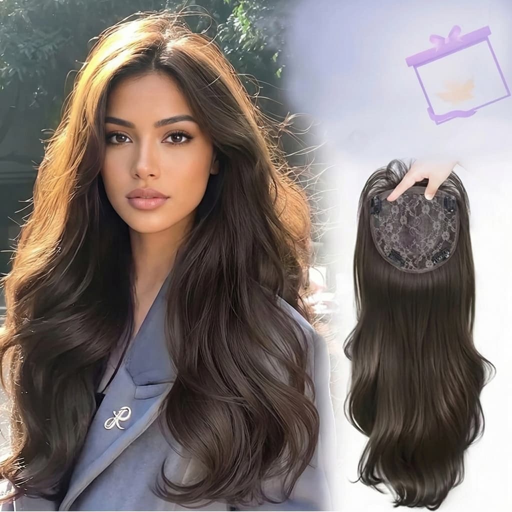 Toppers De Cabelo Para Mulheres , Orgânico , 60 Cm , Pedaço Ondulado Natural Cobrir Cabelos Finos E Adicionar Volume