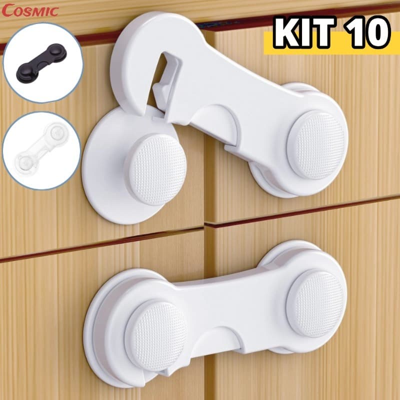 Kit10/Kit5/Kit2 Trava de Gaveta Multiúso Trava Armario Porta Seguranca Bebe Anti-colisão infantil Opção de cores-CO