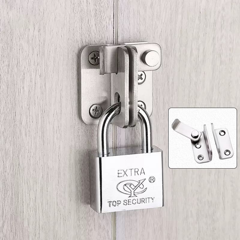 Trava Bloqueio Fecho Em Aço P/ Portas Com Furação P/ Cadeado