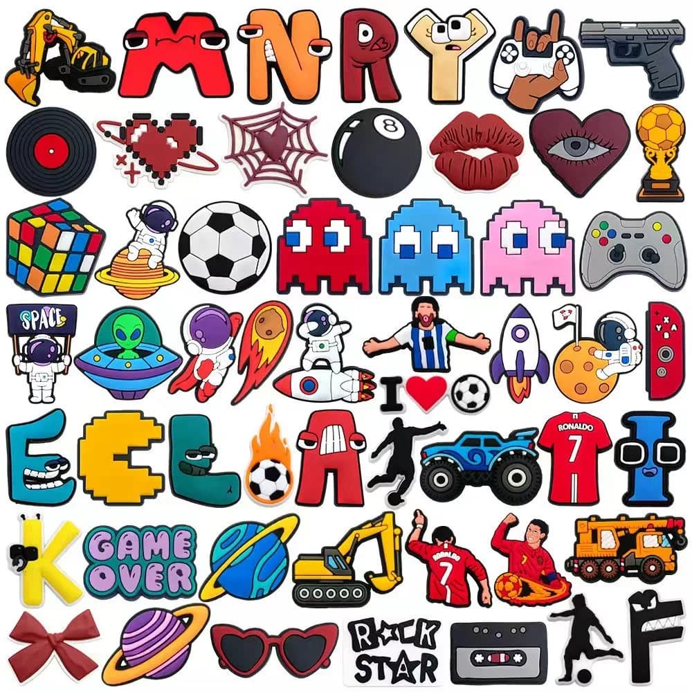 Variedade Mista De Padrões De Desenhos Animados Encantos Pino Sapato Acessórios Decorar Chinelos Sandálias Fivela Presen