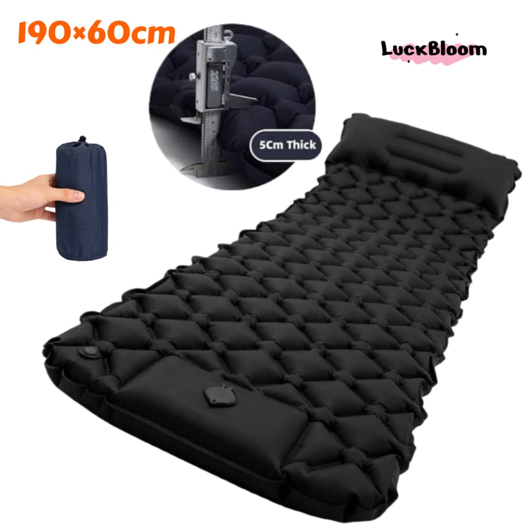 Colchão Inflável Camping 190cm Com Travesseiro Almofada De Viagem,Bomba Embutida