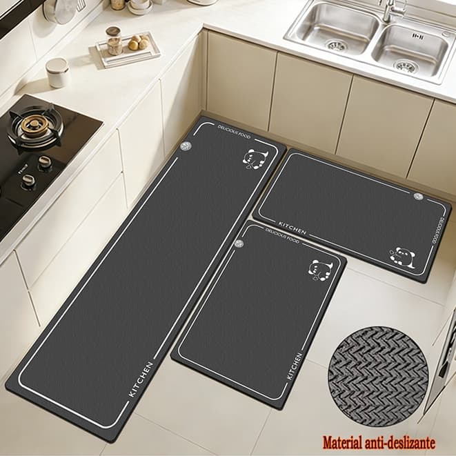 Kit 3 peças Tapete Ecológico de Argila Diatomácea - Dupla Garantia de Absorção e Antiderrapante