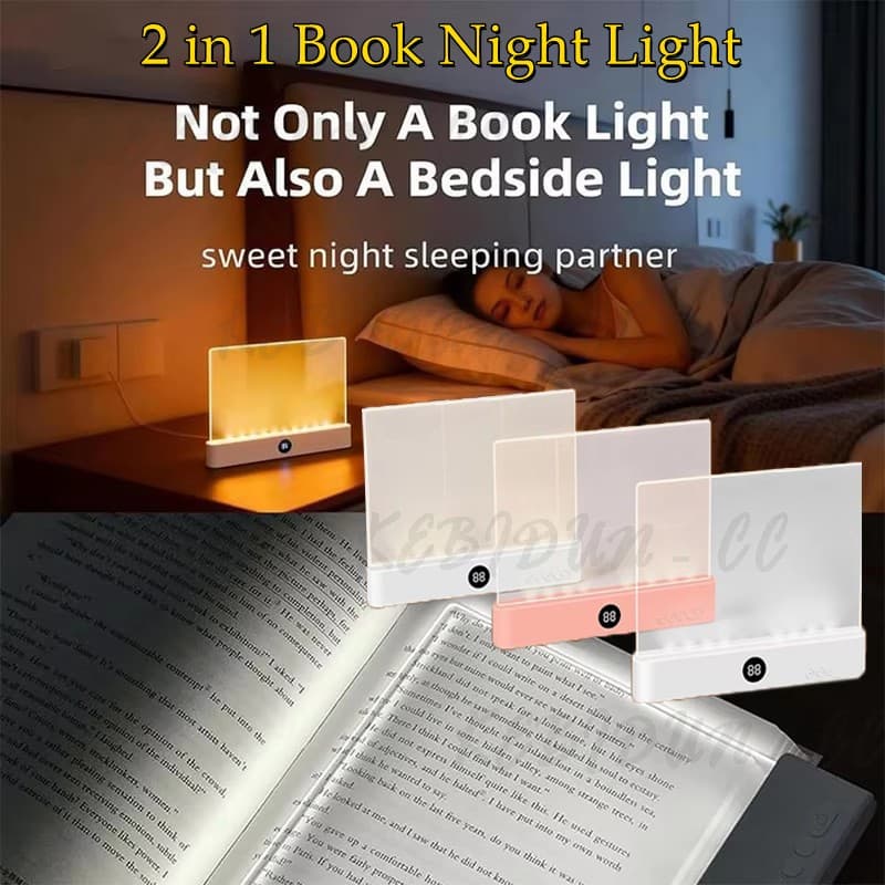 2 em 1 LED Livro de tela plana luz noturna de carregamento USB proteção para os olhos lâmpada de leitura visão noturna