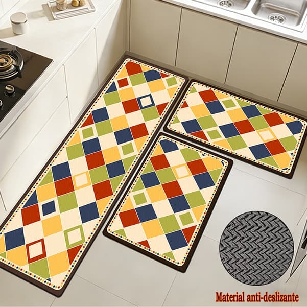 Kit com 3 Peças Tapete Ecológico de Argila Diatomácea - Dupla Garantia de Antiderrapante e Absorção