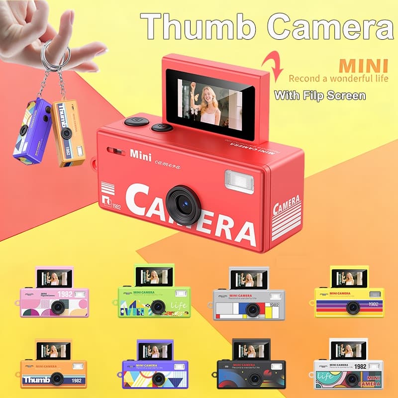 Mini Chaveiro Câmera Digital Filmadora Retrô De Polegar Com Tela Flip HD De 0.96'Filtros De Flash Integrados Presente Id