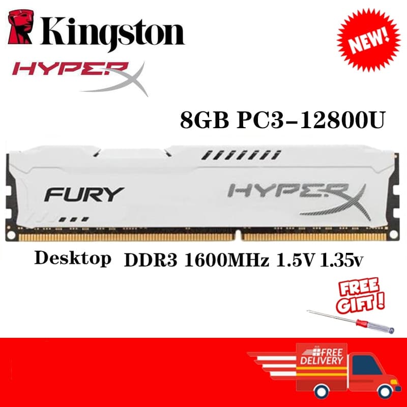 Kingston HyperX FURY Branco 4GB 8GB DDR3 1333Mhz 1600MHz 1866MHZ DIMM Memória RAM De Mesa 1.5V Em Estoque