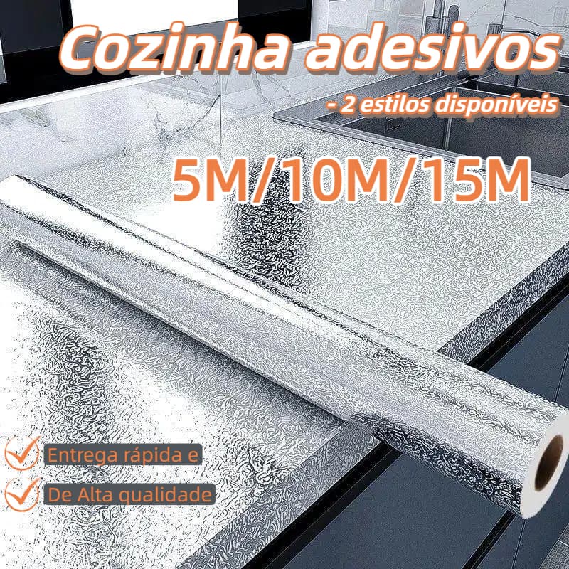 5/10/15 Metros Papel De Alumínio Rolo Adesivo Prova Da Agua Para Cozinha Adesivo Impermeável Protetor Fogão Armário