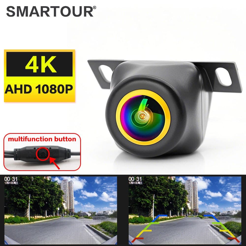 180 Graus 4K 1080P Visão Noturna AHD Câmera De Ré Para Carro Motores Gerais Estacionamento Traseiro Com Interruptor De B