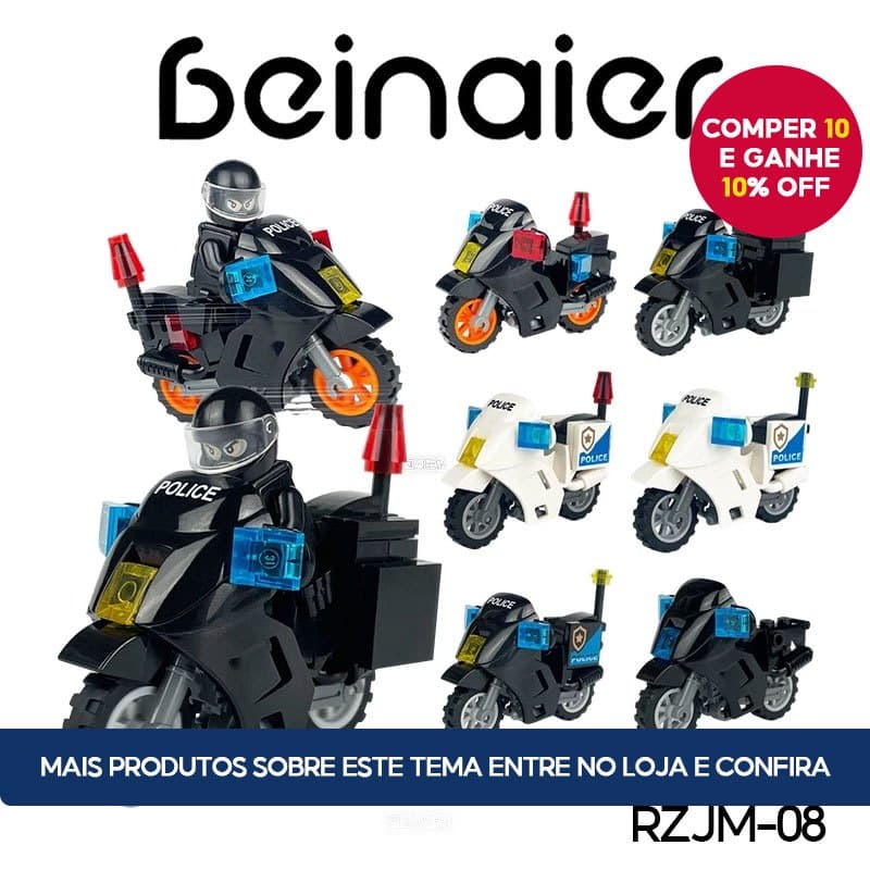 RZJM-8 Moto de brinquedo, brinquedo de bloco de construção para crianças, mini bonecos