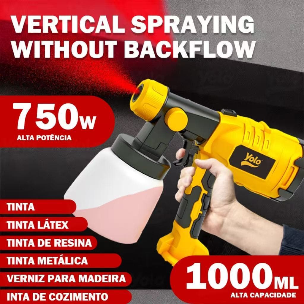 Pistola Pintura Elétrica 1000ml Pulverizador 750w C/4 Bicos Grande Capacidade Pulverizador de Tinta