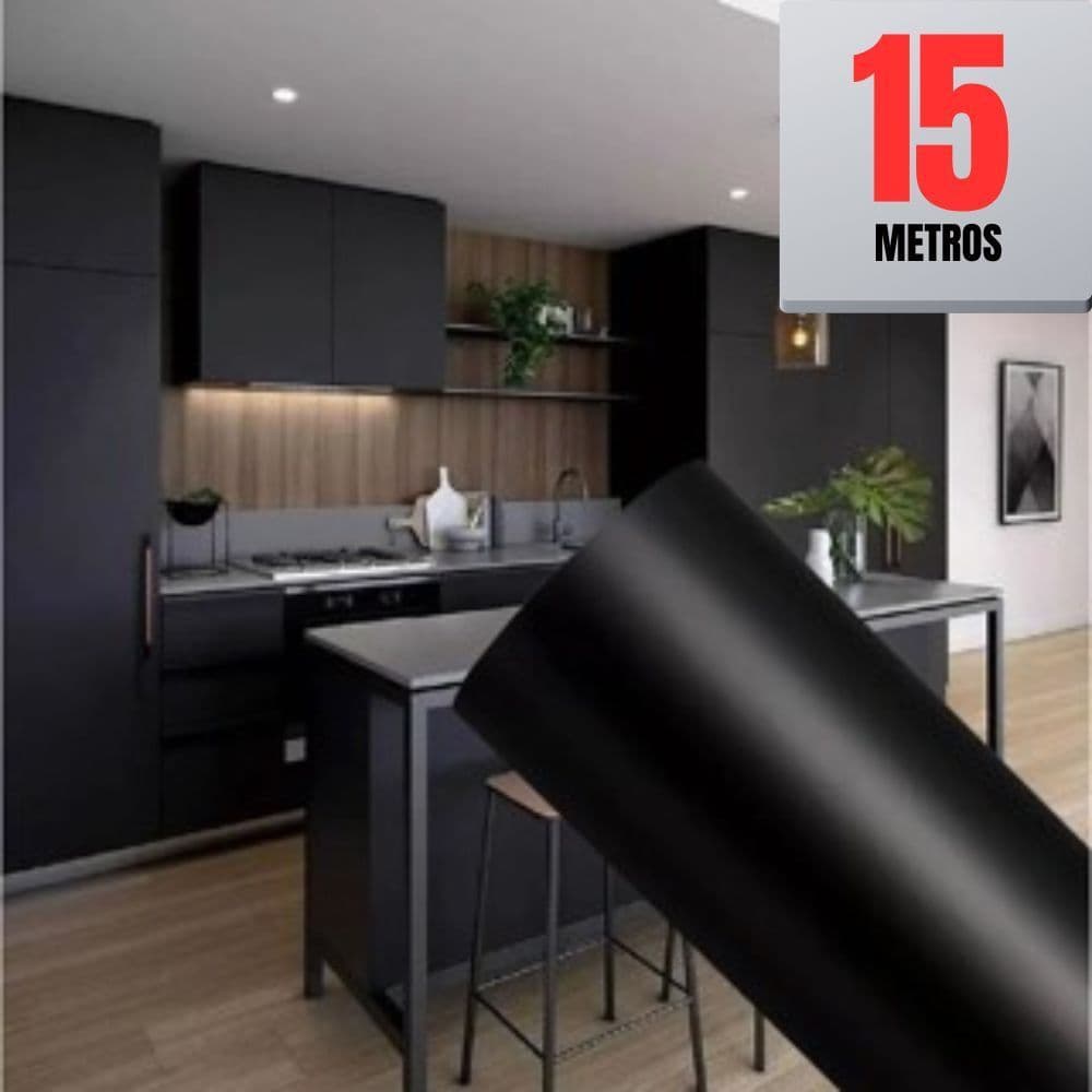 Papel Adesivo Preto 5 / 10 /15 ou 20 METROS X 45CM Adesivo Para Parede Moveis Geladeiras Eletrodoméstico