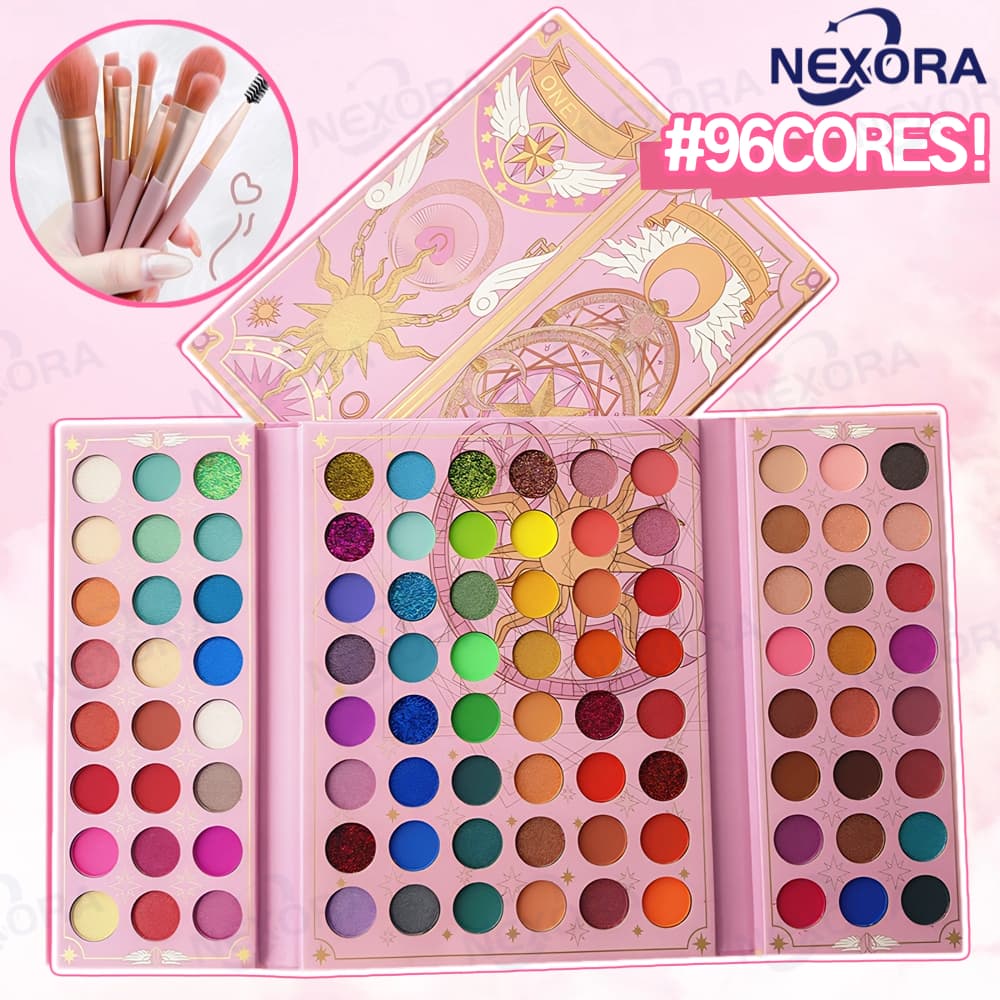 Paleta De Sombra De Olho Em 96 Cores Perolada / Fosca / Com Glitter / Longa Duração pincéis de maquiagem Desenho animado