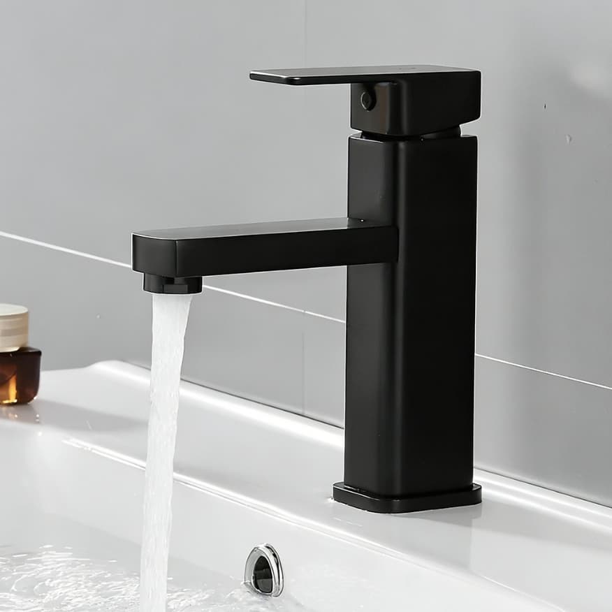 Torneira De Banheiro Preta-Torneiras Para Pia E Bacia De Furo Único Misturador De Água Quente Fria De Alça Única