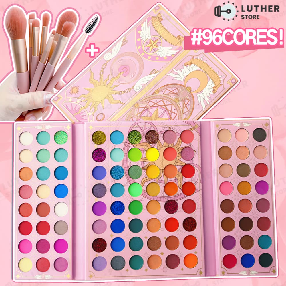 Paleta De Sombra De Olho Em 96 Cores Perolada / Fosca / Com Glitter / Longa Duração Pincéis de maquiagem