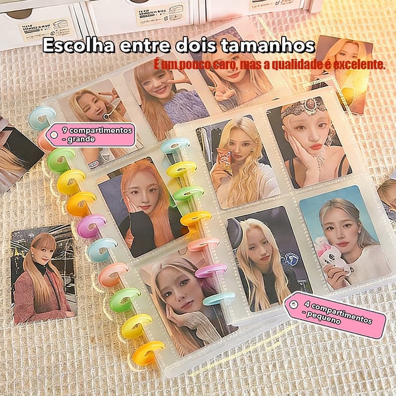 Álbum Porta-Cartões com Fecho de Botão Cogumelo, 80 Bolsos de 3” para Armazenamento e Organização