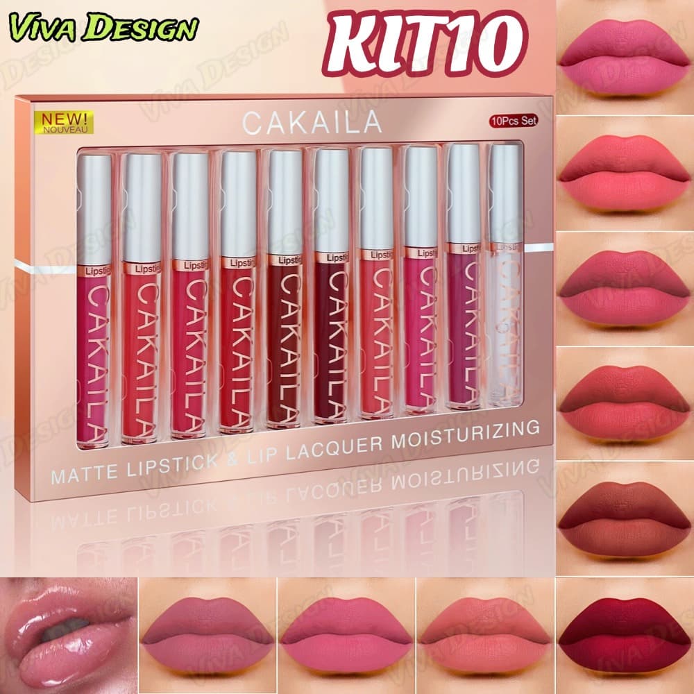 CAKAILA 10-Color Brilho Labial Fosco à Prova D'Água com Hidratação Natural e Saudável