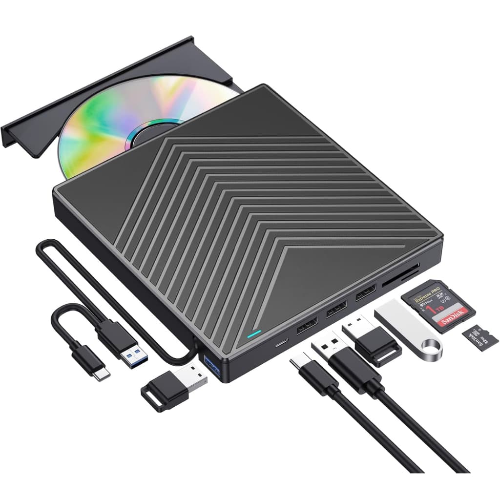 8 Em 1 Gravador Leitor Cd Dvd Externo Usb 3.0 Pc Notebook