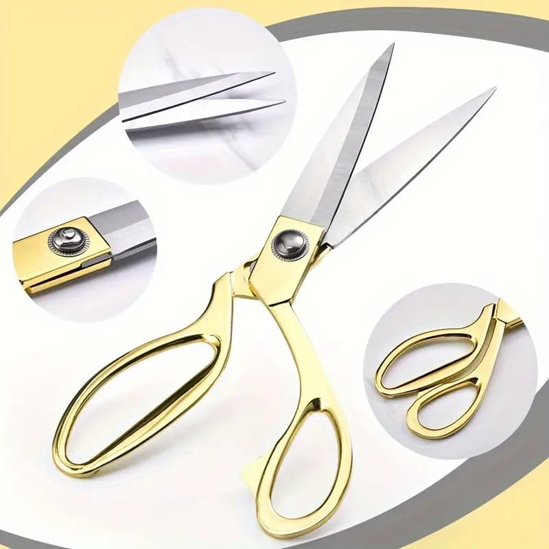 Tesoura Uso profissional dourada para costureira - Tesoura Tapeceiro Forjada Alfaiate Crina